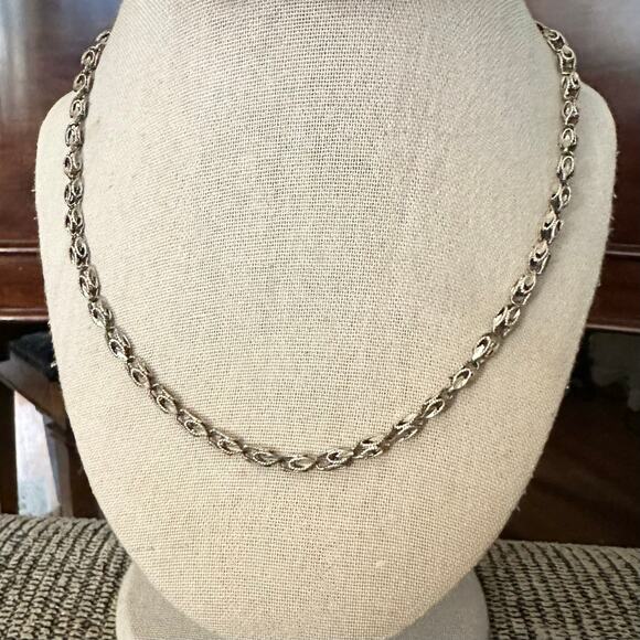 Vintage 925 Sterling Silver Filigree Chain Necklace - Picture 1 of 2
